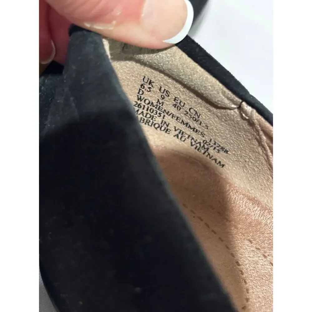 Clarks Artisan Black Ballet Flat Women Suede Leather shoes sz 9 Career‎ capsule